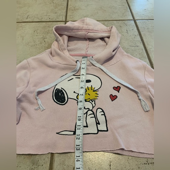 💜 Adorable Snoopy & Woodstock Cropped Hoodie - Pink Size S - Picture 7 of 7